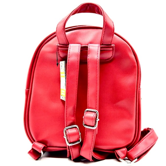 Badgley Mischka Mini Quilted Studded Backpack Red - Picture 2 of 5